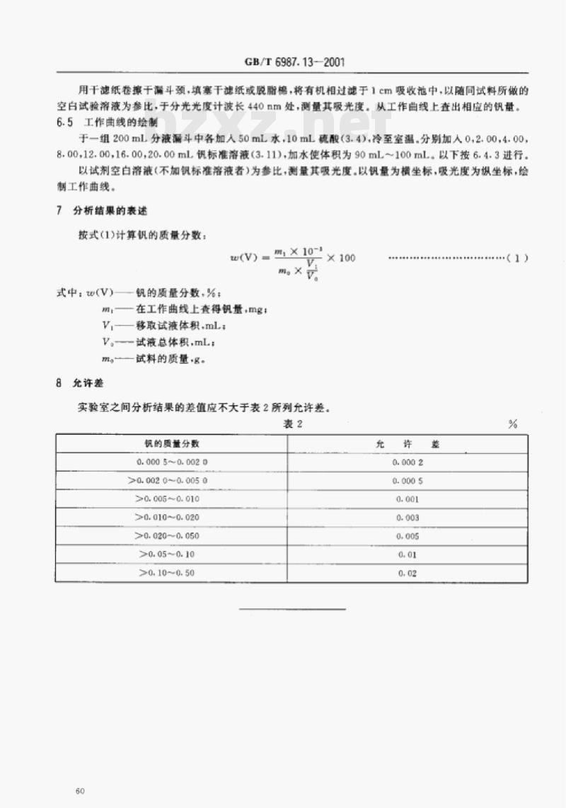 GB/T 6987.13一2001 铝及铝合金化学分析方法苯甲酰苯赅分光光度法测定钒量 GB/T 6987.13一2001 铝及铝合金化学分析方法苯甲酰苯赅分光光度法测定钒量