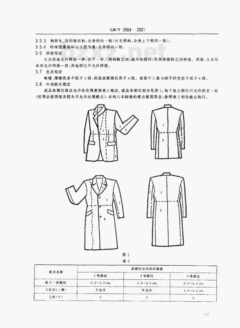 GB/T 2664-2001 男西服、大衣 GB/T 2664-2001 男西服、大衣