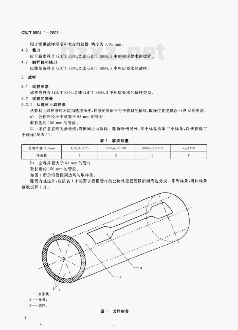 GB/T 8804.1-2003 热塑性塑料管材拉伸性能测定第1部分:试验方法总则