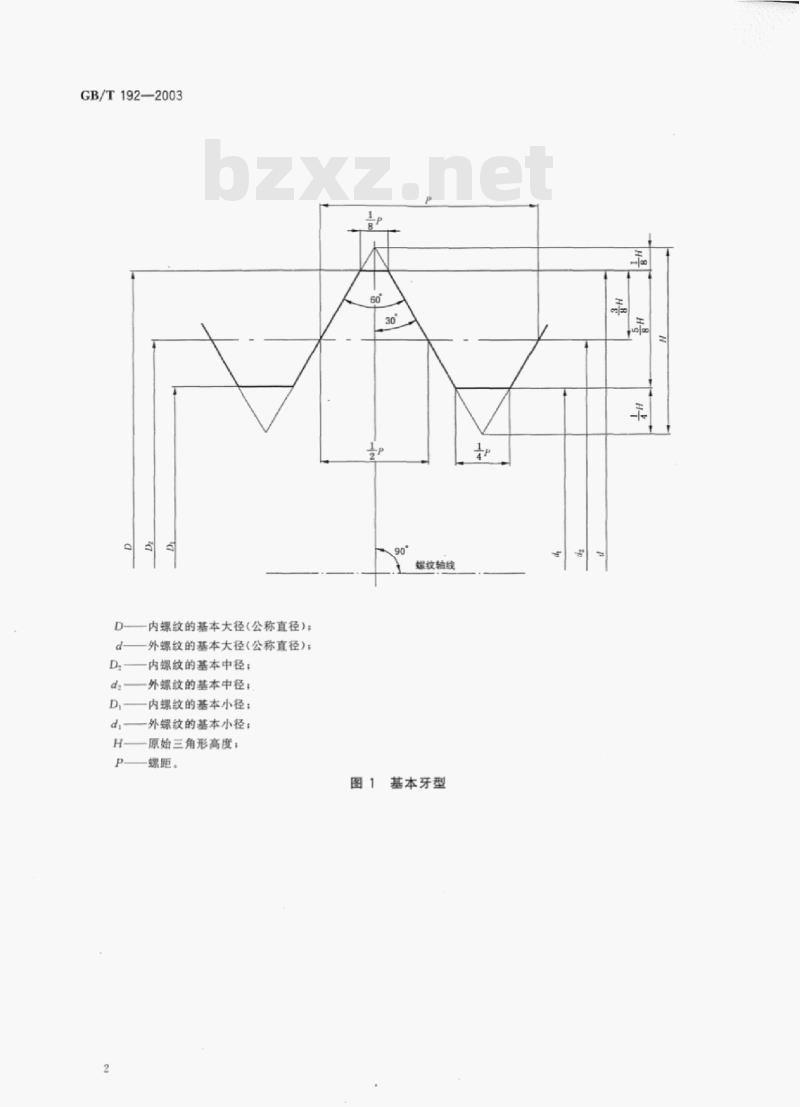 GB/T 192—2003 普通螺纹基本牙型