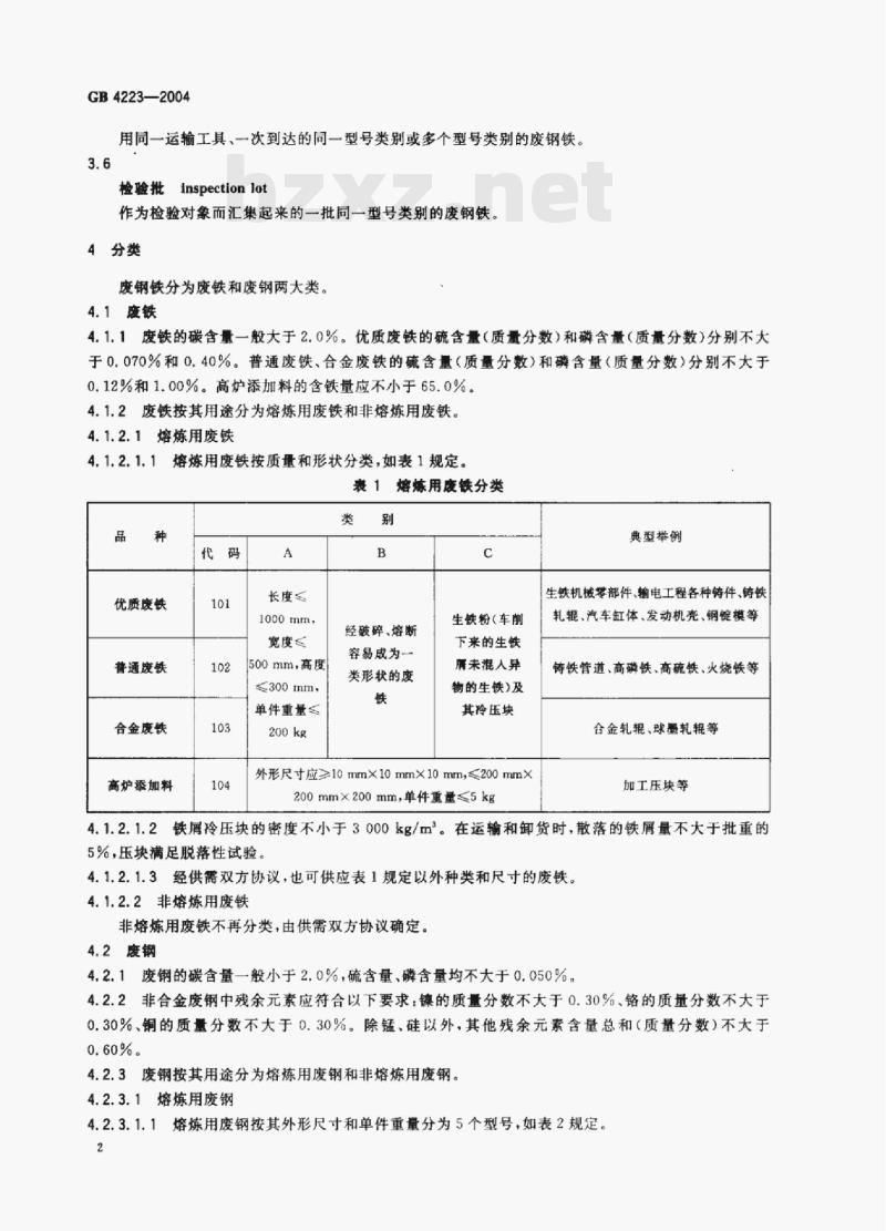 GB 4223—2004 废钢铁 GB 4223—2004 废钢铁