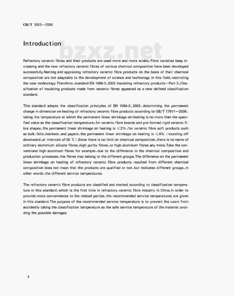 GB/T 3003—2006 Refractory—Ceramic fibre and the products GB/T 3003—2006 Refractory—Ceramic fibre and the products
