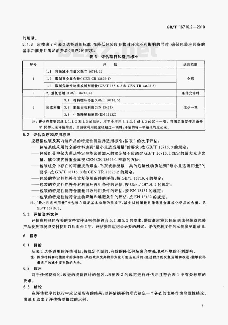 GB/T 16716.2-2010 包装与包装废弃物第⒉部分:评估方法和程序 GB/T 16716.2-2010 包装与包装废弃物第⒉部分:评估方法和程序