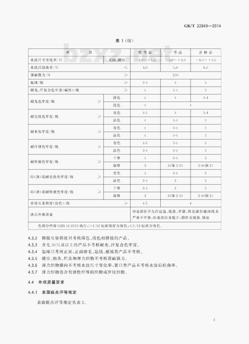 GB/T 22849—2014 针织T恤衫 GB/T 22849—2014 针织T恤衫