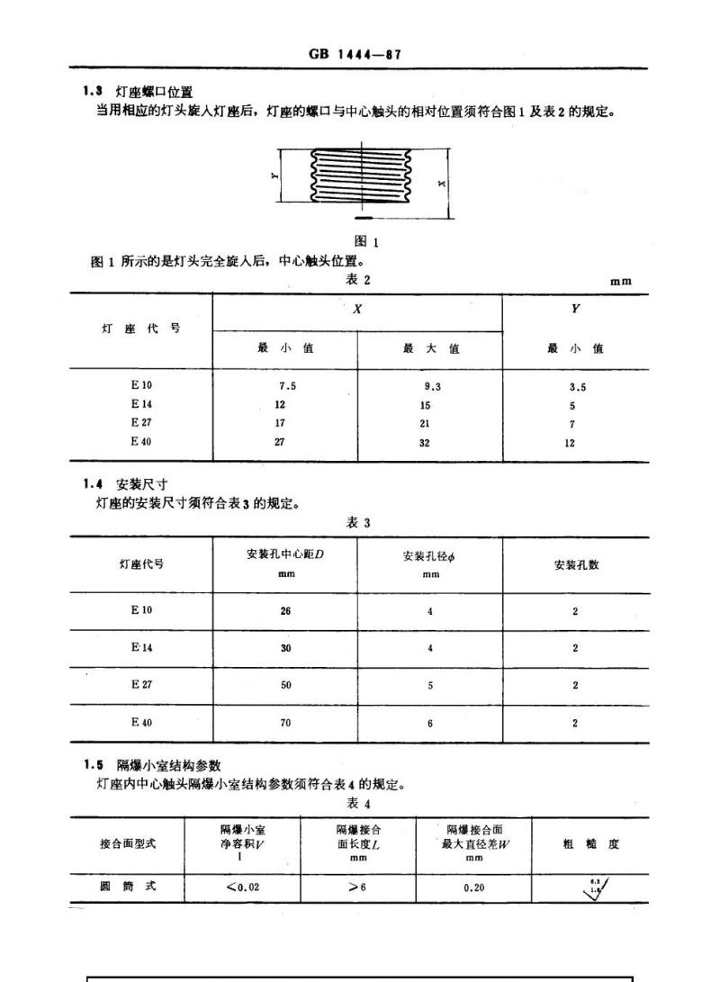GB 1444-1987 防爆灯具专用螺口式灯座 GB 1444-1987 防爆灯具专用螺口式灯座