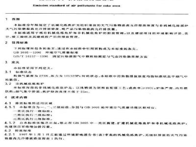GB 16171-1996 炼焦炉大气污染物排放标准
