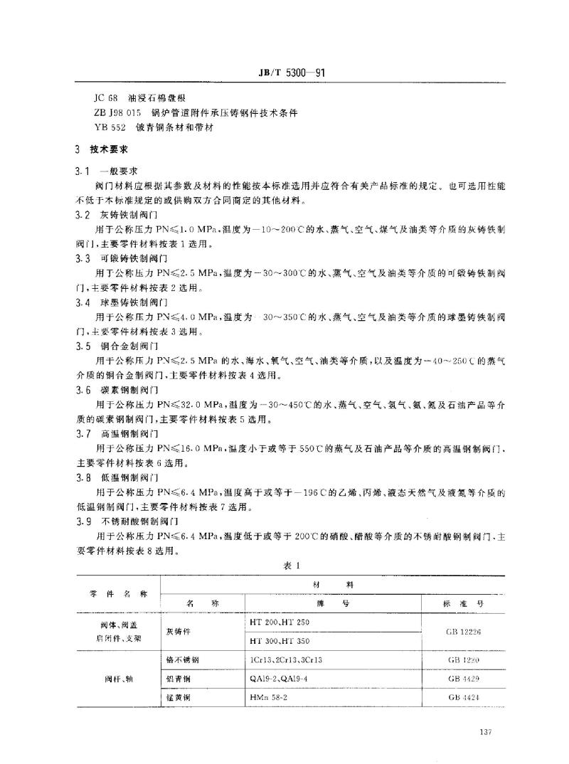 JB/T 5300-1991 通用阀门 材料 JB/T 5300-1991 通用阀门 材料
