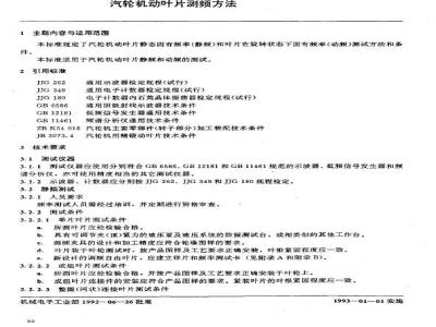 JB/T 6320-1992 Frequency measurement method for steam turbine blades