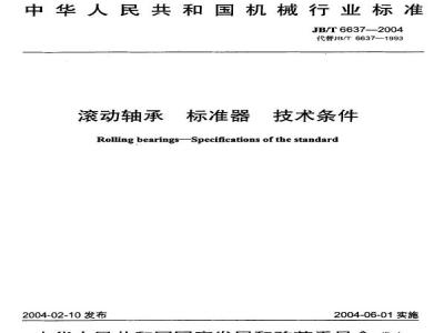 JB/T 6637-2004 Technical conditions for rolling bearing standards