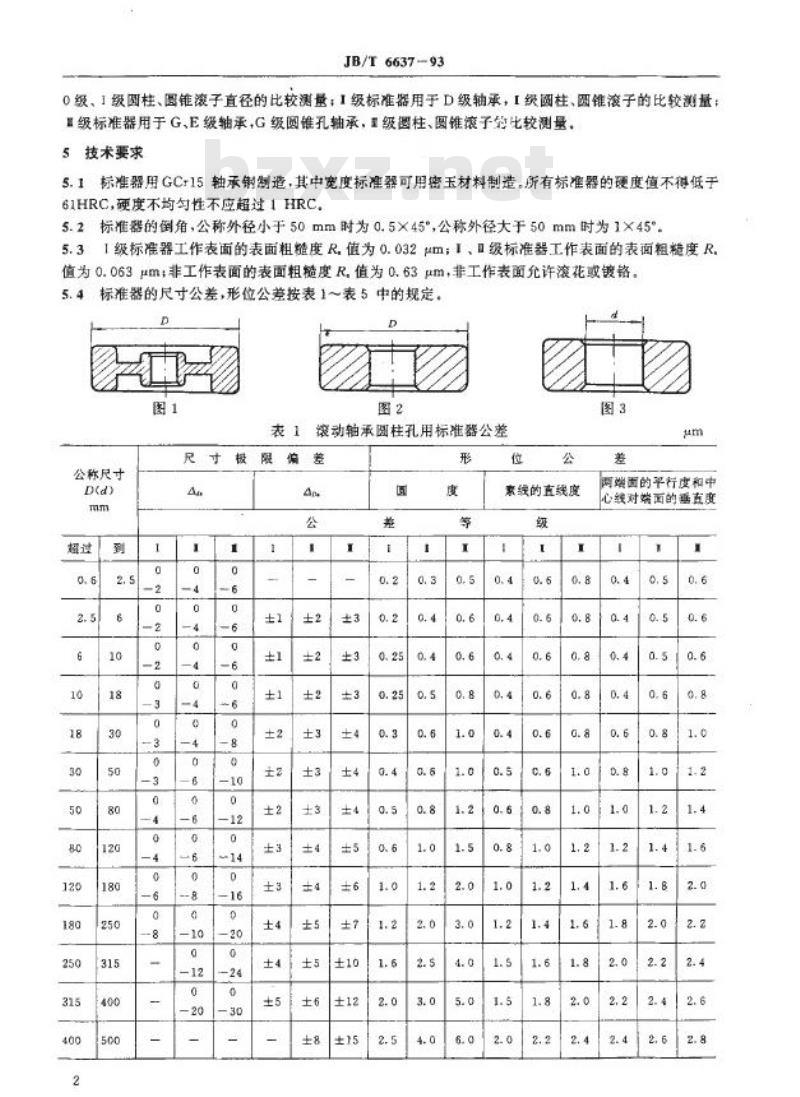 JB/T 6637-1993 滚动轴承用标准器 技术条件 JB/T 6637-1993 滚动轴承用标准器 技术条件