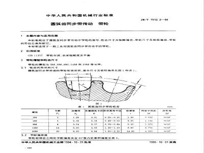 JB/T 7512.2-1994 圆弧齿同步带传动 带轮