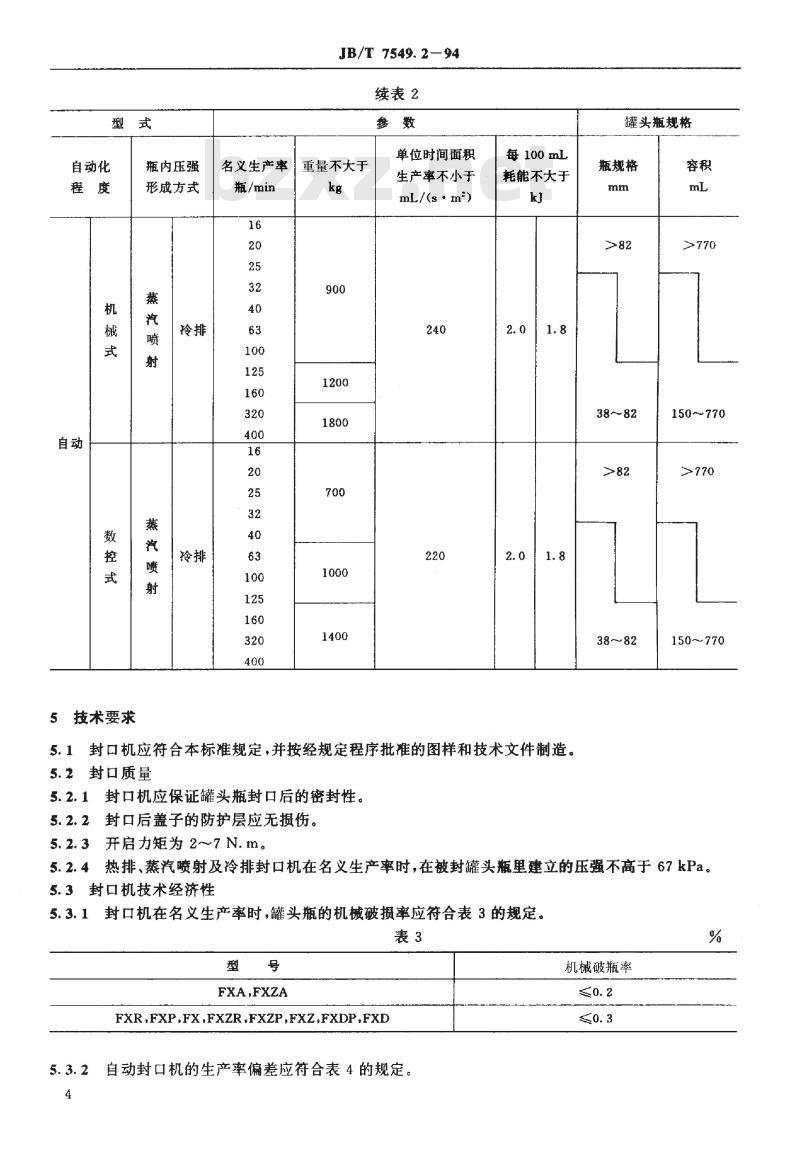 JB/T 7549.2-1994 旋合式封口机 JB/T 7549.2-1994 旋合式封口机