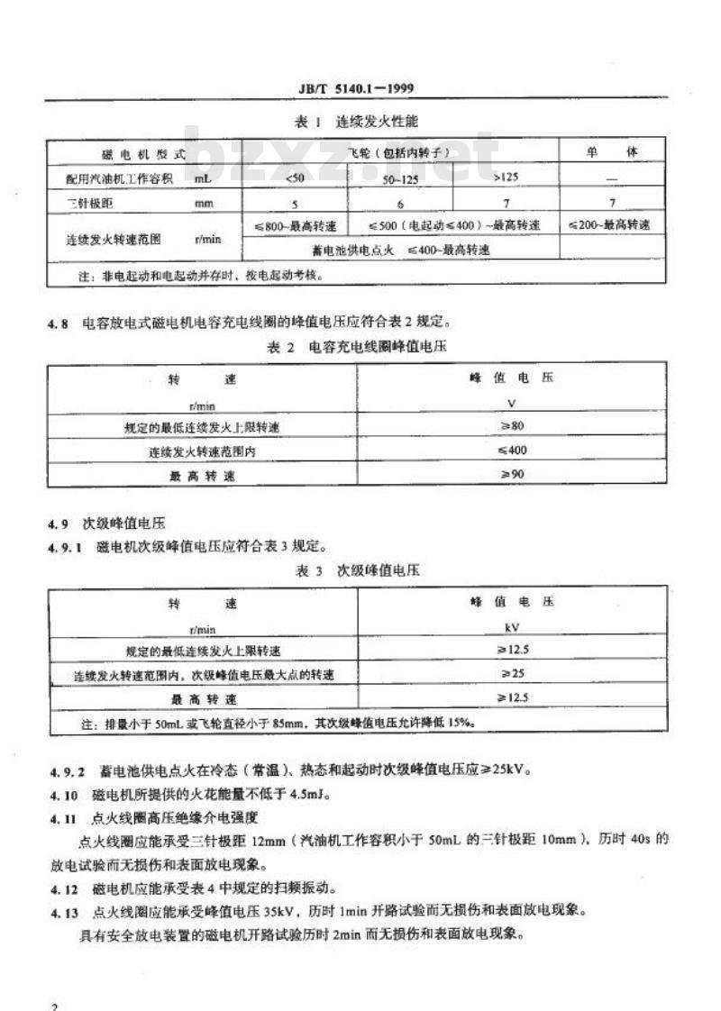 JB/T 5140.1-1999 磁电机 技术条件 JB/T 5140.1-1999 磁电机 技术条件