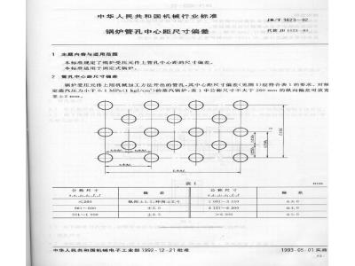 JB/T 1623-1992 锅炉管孔中心距尺寸偏差