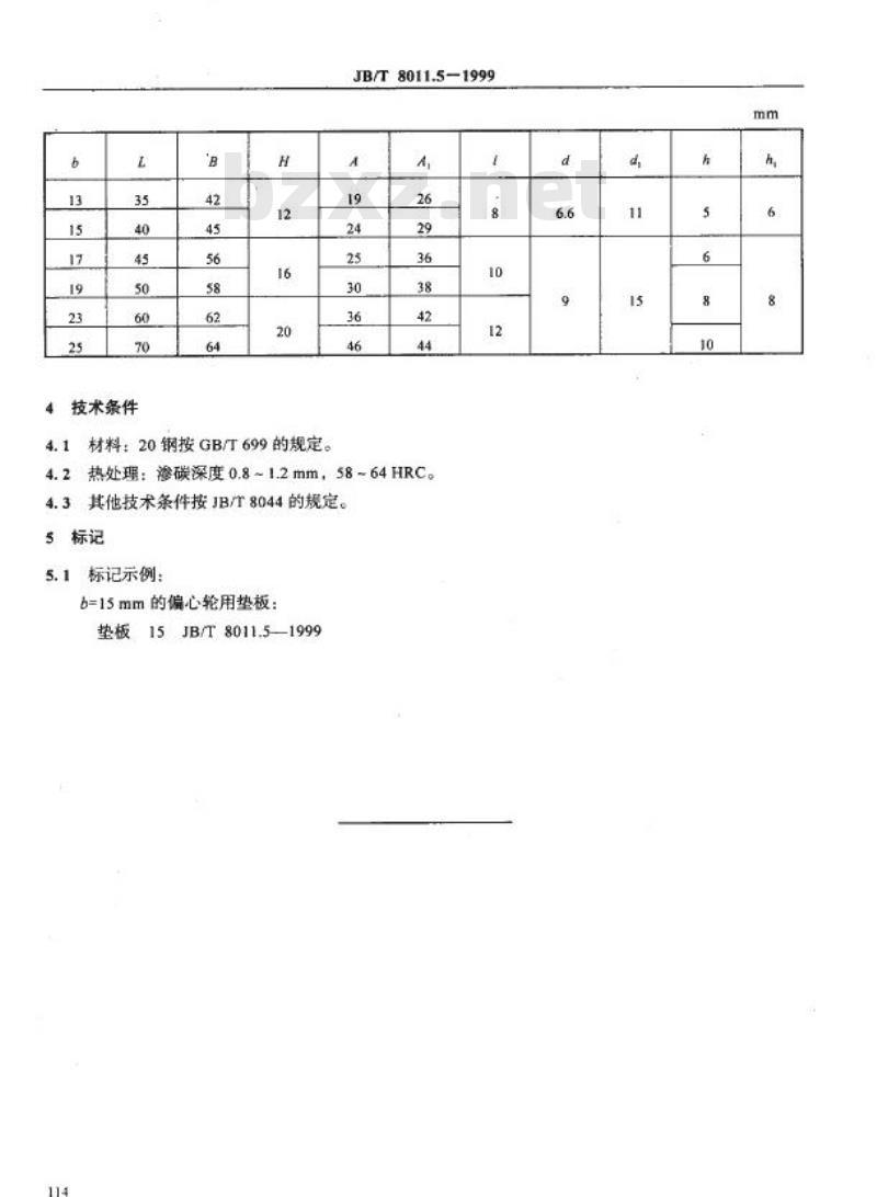 JB/T 8011.5-1999 机床夹具零件及部件 偏心轮用垫板