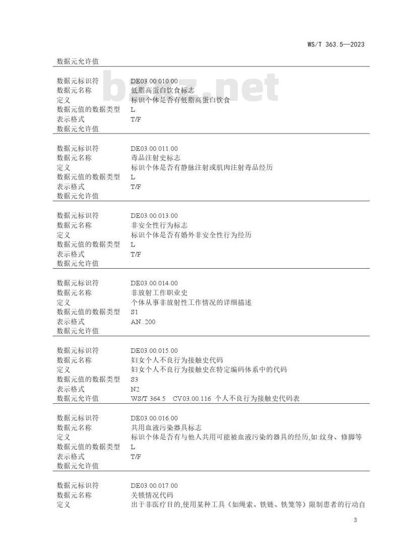 WS/T 363.5—2023 卫生健康信息数据元目录 第 5 部分:健康危险因素 WS/T 363.5—2023 卫生健康信息数据元目录 第 5 部分:健康危险因素