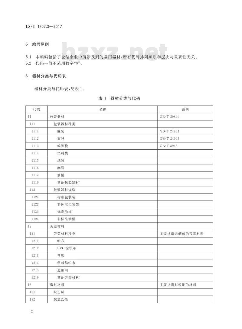 LS/T 1707.3-2017 粮食信息分类与编码 粮食仓储 第3部分:器材分类与代码 LS/T 1707.3-2017 粮食信息分类与编码 粮食仓储 第3部分:器材分类与代码