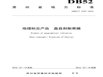DB52/T 1079-2016 地理标志产品 盘县刺梨果脯