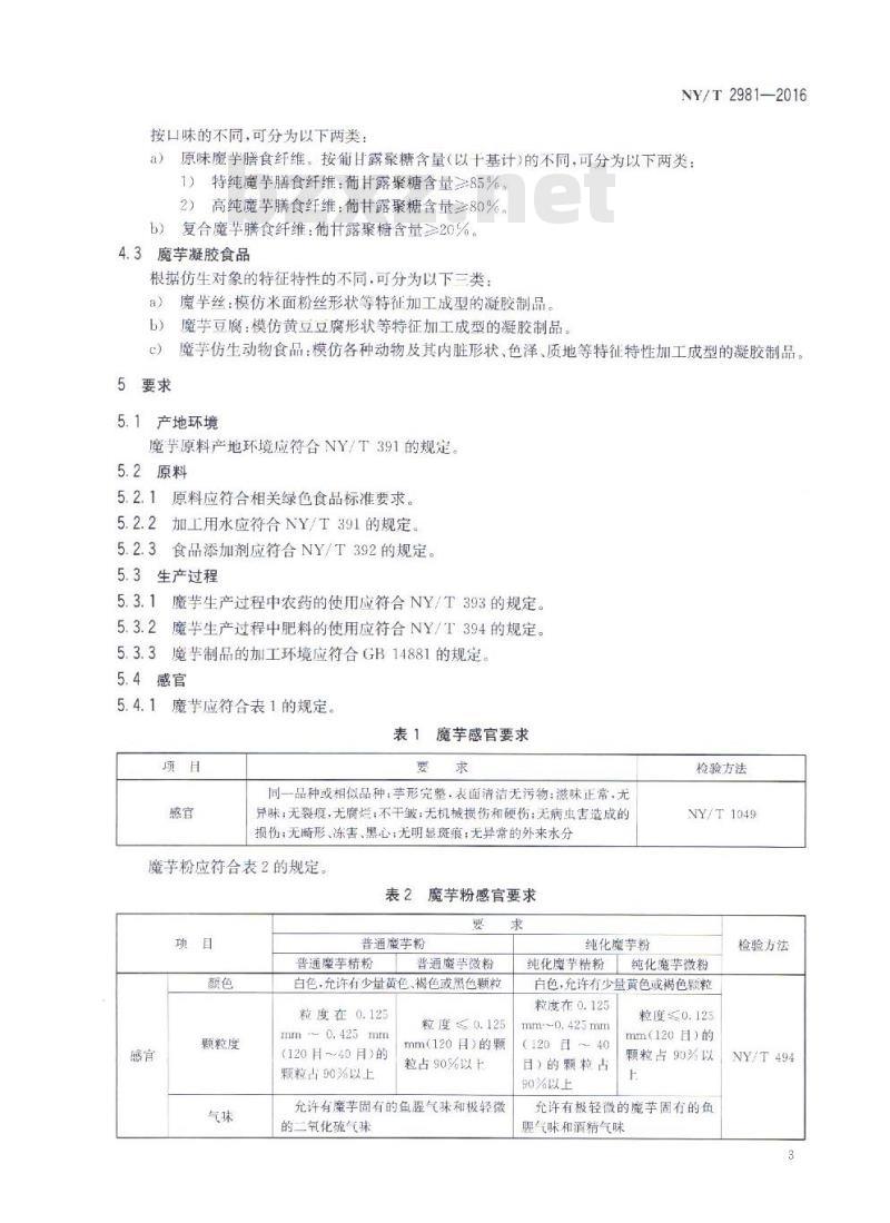 NY/T 2981-2016 绿色食品 魔芋及其制品 NY/T 2981-2016 绿色食品 魔芋及其制品