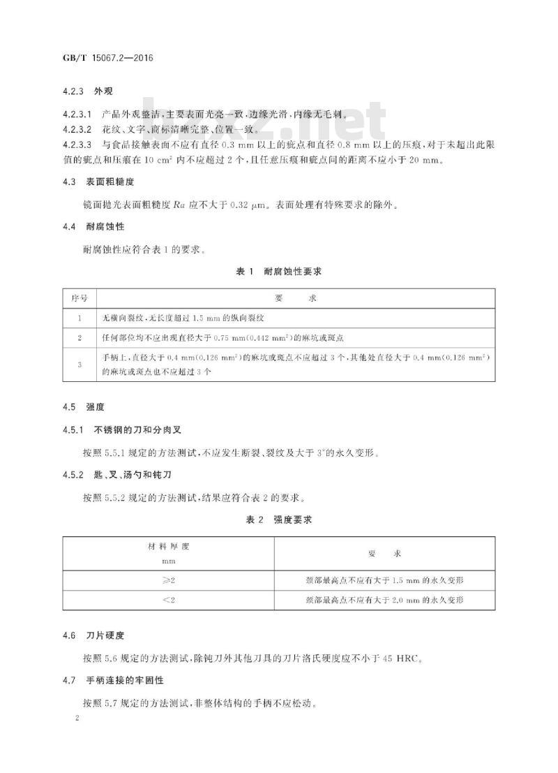 GB/T 15067.2-2016 不锈钢餐具 GB/T 15067.2-2016 不锈钢餐具