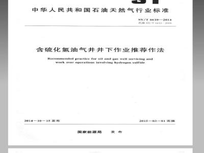 SY/T 6610-2014 含硫化氢油气井井下作业推荐作法