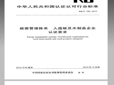 RB/T 109-2013 能源管理体系 人造板及木制品企业认证要求