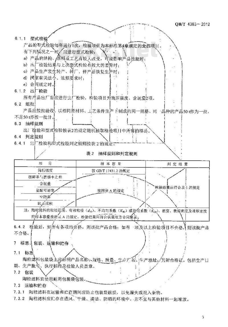 QB/T 4383-2012 陶粒滤料 QB/T 4383-2012 陶粒滤料