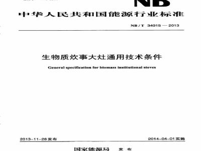 NB/T 34015-2013 生物质炊事大灶通用技术条件