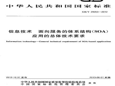 GB/T 29263-2012 信息技术 面向服务的体系结构 SOA 应用的总体技术要求