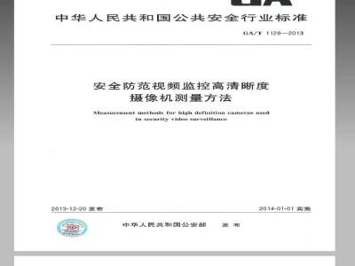 GA/T 1128-2013 安全防范视频监控高清晰度摄像机测量方法