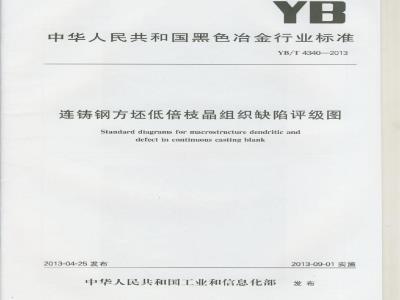 YB/T 4340-2013 连铸钢方坯低倍枝晶组织缺陷评级图