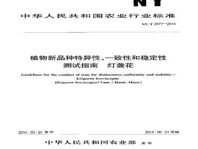 NY/T 2577-2014 植物新品种特异性、一致性和稳定性测试指南 灯盏花