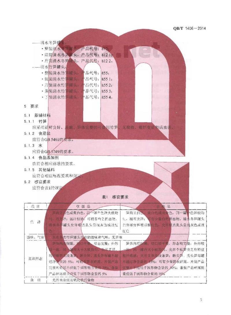 QB/T 1406-2014 竹笋罐头 QB/T 1406-2014 竹笋罐头