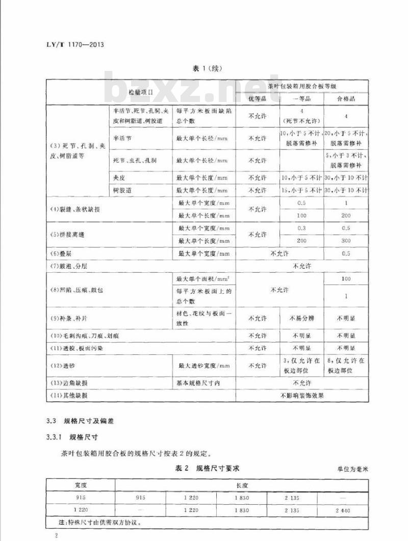 LY/T 1170-2013 茶叶包装箱用胶合板 LY/T 1170-2013 茶叶包装箱用胶合板