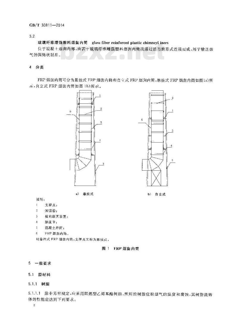 GB/T 30811-2014 燃煤电厂用玻璃纤维增强塑料烟囱内筒 GB/T 30811-2014 燃煤电厂用玻璃纤维增强塑料烟囱内筒
