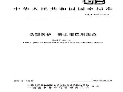 GB/T 30041-2013 头部防护 安全帽选用规范