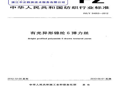 FZ/T 54053-2012 有光异形锦纶6弹力丝