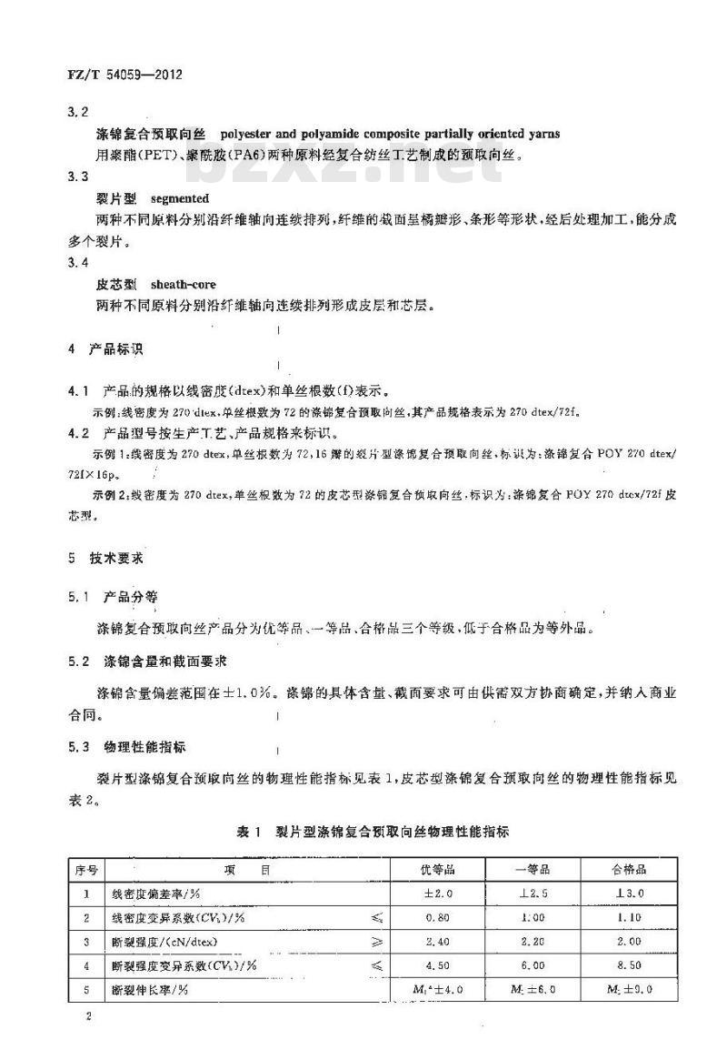 FZ/T 54059-2012 涤锦复合预取向丝 FZ/T 54059-2012 涤锦复合预取向丝