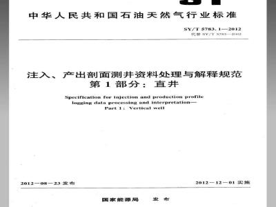 SY/T 5783.1-2012 注入、产出剖面测井资料处理与解释规范 第1部分:直井