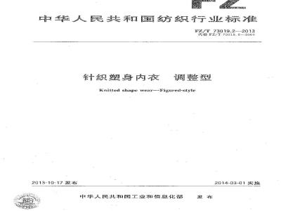 FZ/T 73019.2-2013 针织塑身内衣 调整型
