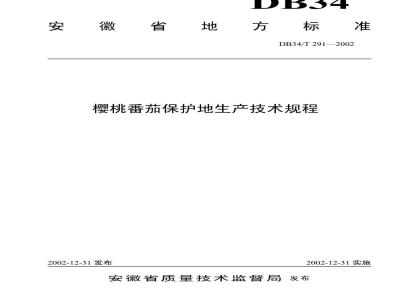 DB34/T 291-2002 樱桃番茄保护地生产技术规程