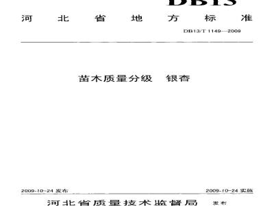 DB13/T 1149-2009 苗木质量分级银杏