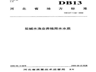 DB13/T 1132-2009 烟碱水渔业养殖用水水质