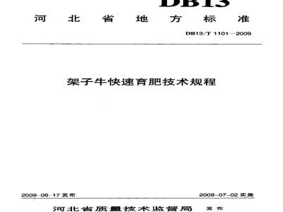 DB13/T 1101-2009 架子牛快速育肥技术规程