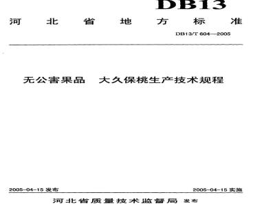 DB13/T 604-2005 无公害果品 大久保桃生产技术规程