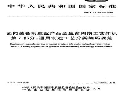 GB/T 22124.2-2010 面向装备制造业产品全生命周期工艺知识 第2部分:通用制造工艺分类编码规范