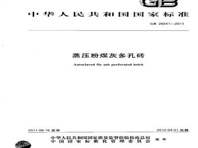 GB 26541-2011 蒸压粉煤灰多孔砖