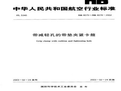 HB 8075-2002 带减轻孔的带垫夹紧卡箍