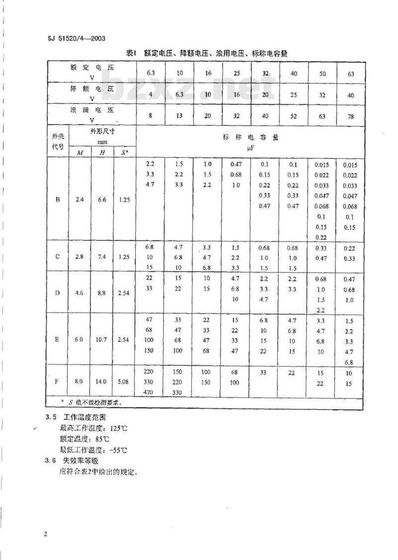SJ 51520.4-2003 CAK41型有可靠性指标的模压固体电解质钽电容器详细规范
