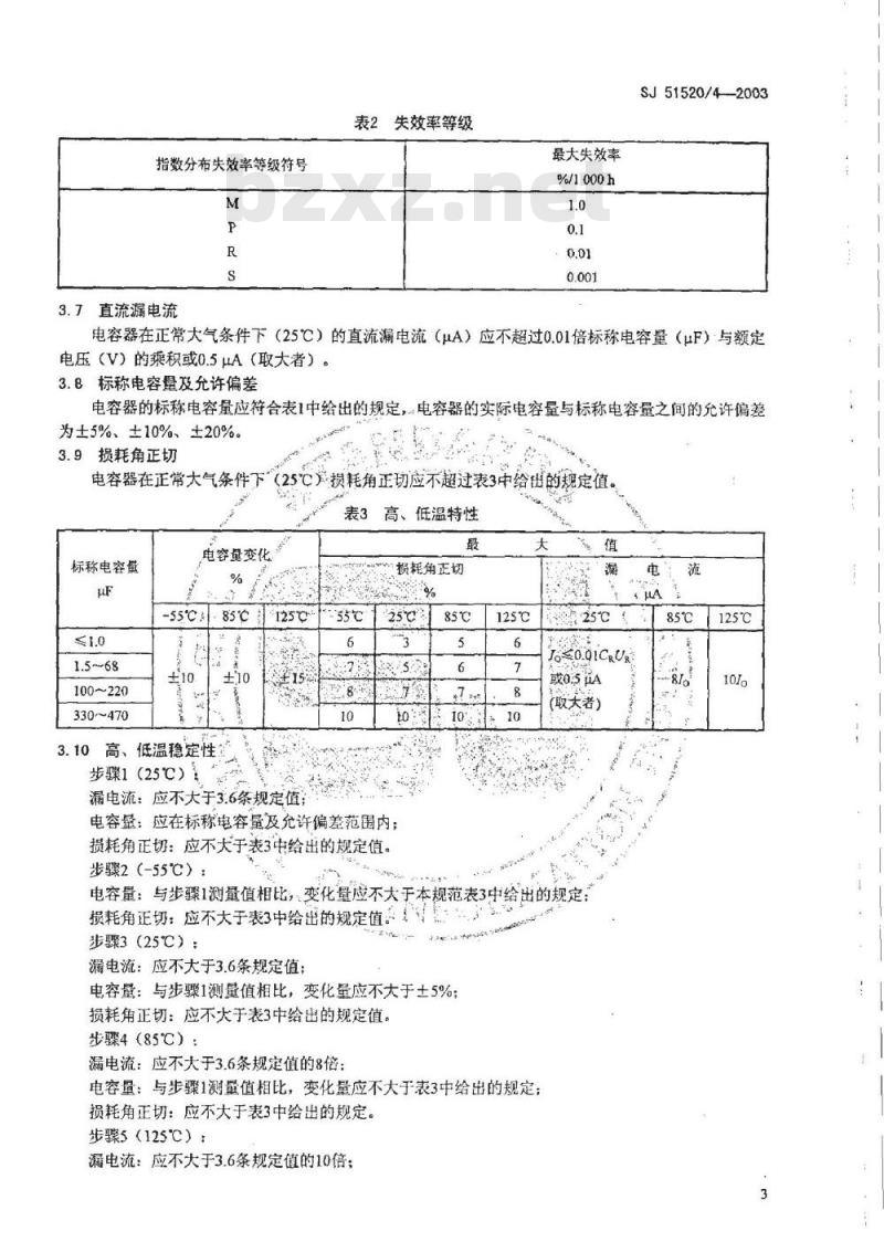 SJ 51520.4-2003 CAK41型有可靠性指标的模压固体电解质钽电容器详细规范